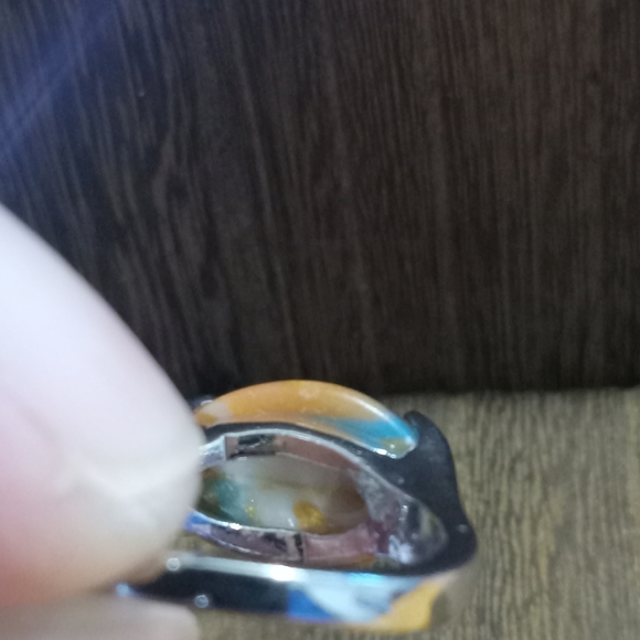 Silver Tone Ring with Multicolor Stone - Picture 6 of 6